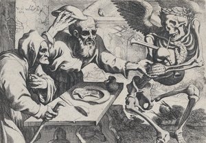 Pareja de Ancianos y la Muerte con Gaitas, 1612 de Werner Jacobsz. van den Valckert