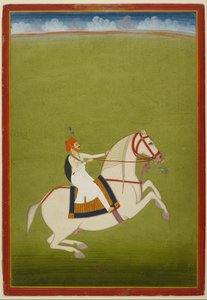 Rajput montado, principios del siglo XIX (gouache sobre papel) de West Indian School