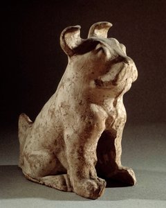 Arte chino: moloso de terracota. Estatuilla funeraria del período Han (206 a.C.-220 d.C.). París, Museo Cernuschi de Western Han Dynasty Chinese School