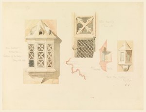 Dibujo, Representación de dos faroles de piedra, del castillo de Amboise, Francia, 14-15 de junio de 1888 de Whitney Warren Jr.