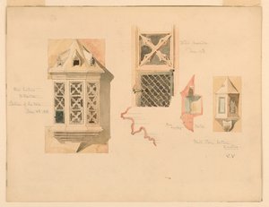Dibujo, Representación de dos faroles de piedra, del castillo de Amboise, Francia, 14-15 de junio de 1888 de Whitney Warren Jr.
