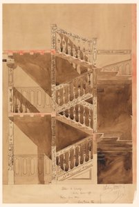 Dibujo, Escalera de Cluny, París, 1887 de Whitney Warren Jr.