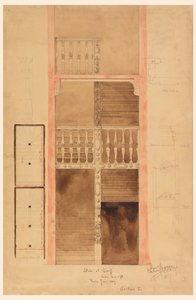 Dibujo, Escalera de Cluny, París, 1887 de Whitney Warren Jr.