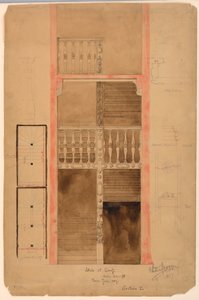 Dibujo, Escalera de Cluny, París, 1887 de Whitney Warren Jr.
