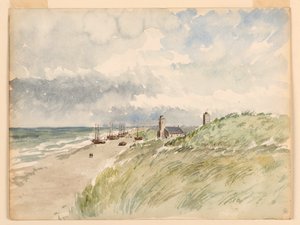 Dibujo, La orilla en Kativigh, Holanda, 21 de agosto de 1887 de Whitney Warren Jr.
