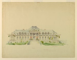 Elevación frontal del Newport Country Club, Harrison Avenue, Newport, Rhode Island de Whitney Warren Jr.
