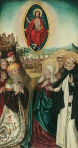 visión de san Domingo de Cristo con las tres lanzas de Wiener Maler (Umkreis Meister des Schottenaltars)