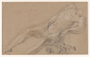 Estudio de un desnudo masculino reclinado, sin cabeza de Wijbrant Oosterdijk