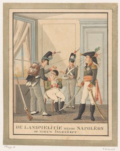 Napoleón se afeita Los landmelitas han vuelto a enjabonar a Napoleón (título sobre objeto)