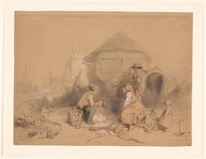 Conversación en la playa cerca de un barco convertido en vivienda de Wijnand Nuijen (signed by artist)