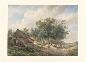 Paisaje con granjas y ganado de Wijnand Nuijen