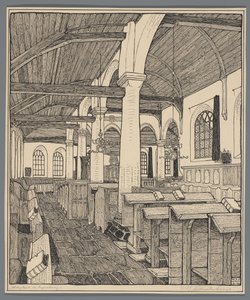 Interior de la iglesia abacial de Rijnsburg de Wijnand Otto Jan Nieuwenkamp (signed by artist)