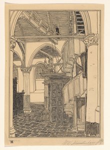 Interior de la Noorderkerk en Hoorn de Wijnand Otto Jan Nieuwenkamp (signed by artist)