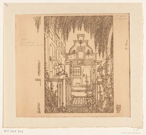 Mujer disfrazada llamando a la puerta de una casa en Edam
En la puerta principal (título original) de Wijnand Otto Jan Nieuwenkamp (signed by artist)