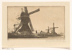 Molinos de agua en la Vlist entre Haastrecht y Schoonhoven
Molinos de agua cerca de Gouda (título original) de Wijnand Otto Jan Nieuwenkamp (signed by artist)