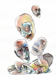 Cabezas humanas abstractas de Wildemar Doomgriever