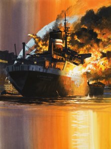 Barco en llamas de Wilf (20th century) Hardy