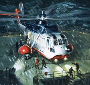 Danger Men of the Oil Fields. un helicóptero S-61N de British Airways de Wilf (20th century) Hardy