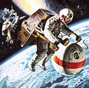 Los "botes salvavidas" en el espacio, imaginados en 1976 de Wilf (20th century) Hardy