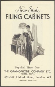 Archivadores de la Compañía Gramophone, años 1920