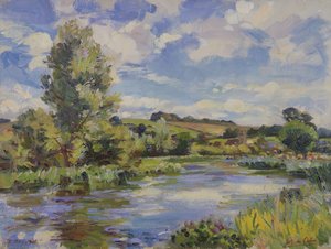 Un paisaje fluvial iluminado por el sol de Wilfred Gabriel de Glehn