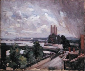 Puente de Battersea desde Cheyne Walk, Chelsea (óleo sobre lienzo) de Wilfred Gabriel de Glehn