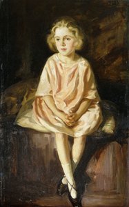 Retrato de la Srta. Vincent sentada con un vestido rosa de Wilfred Gabriel de Glehn