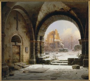 Ruinas de la abadía de Heisterbach, Renania ... (pintura sobre lienzo) de Wilhehm Steuerwaldt