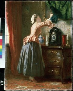 ""La femme de chambre"" (una criada) Peinture de Wilhelm August Amberg (1822-1899) Museo de Arte Mikhail Kroshitsky, Sebastopol (Sebastopol) Ucrania de Wilhelm Amberg