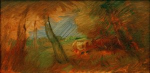 Pradera forestal otoñal con vacas de Wilhelm Busch