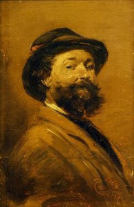 Autorretrato en marrón grisáceo de Wilhelm Busch