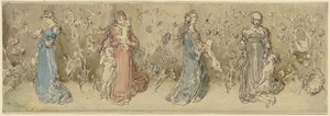 Cuatro representaciones alegóricas de mujeres de Wilhelm Busch