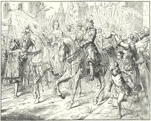 El archiduque Maximiliano, el futuro emperador del Sacro Imperio Romano Maximiliano I, con su esposa, María de Borgoña, en Gante de Wilhelm Camphausen