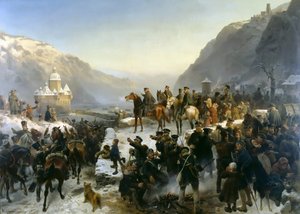 Blücher cruzando el río Rin cerca de Kaub el 1 de enero de 1814