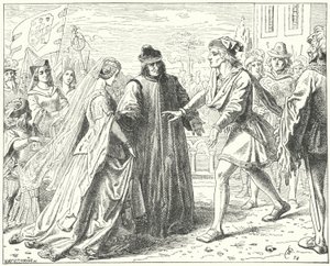 El emperador del Sacro Imperio Romano Federico III encontrándose con su prometida, Leonor de Portugal, en Siena de Wilhelm Camphausen