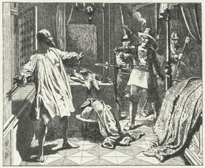 El asesinato de Albrecht von Wallenstein, general bohemio en el ejército del Sacro Imperio Romano en la Guerra de los Treinta Años de Wilhelm Camphausen