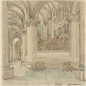 Interior de Notre-Dame en París de Wilhelm Cornelis Bauer