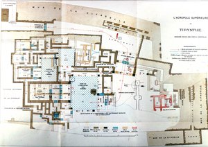 Mapa de la antigua ciudad de Grecia Tiryns, Heinrich Schliemann, París