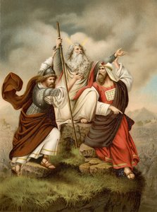 Oración de Moisés contra los amalecitas (litografía en color)