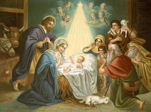 La Natividad (litografía en color) de Wilhelm Ebbinghaus