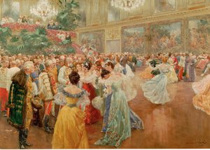 Courtball en la Redoutensaele, Palacio Imperial, Viena ... (acuarela)