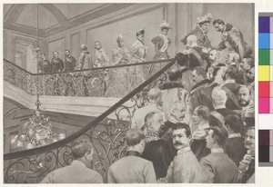 La archiduquesa recibe al emperador Guillermo II en el Schwarzen-Adlerstiege de Wilhelm Gause