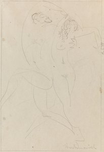 Ninfa y sátiro, c.1915 (Grafito sobre papel) de Wilhelm Hunt Diederich