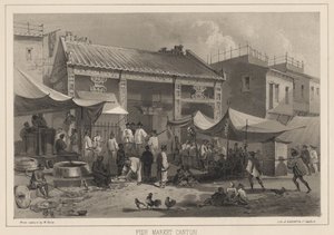 Mercado de Pescado en Cantón, 1855 de Wilhelm Joseph Heine