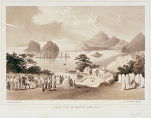 Simoda desde el cementerio americano de Wilhelm Joseph Heine