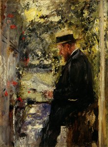 El veterinario Reindl en el cenador, c.1890 (óleo sobre madera de caoba) de Wilhelm Maria Hubertus Leibl