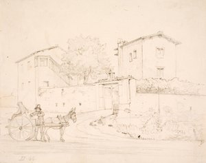 Carro de burro fuera de Porta del Popolo de Wilhelm Marstrand