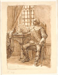 Noble de la época de Chr. 4 sentado leyendo una carta de Wilhelm Marstrand
