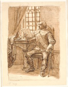 Noble de la época de Chr. 4 sentado leyendo una carta de Wilhelm Marstrand