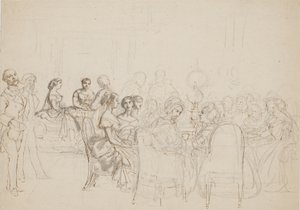 Reunión vespertina en casa de la princesa Charlotte Frederikke en Roma de Wilhelm Marstrand